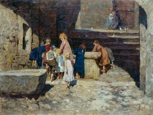 Kinderen bij de fontein door Luigi Rossi