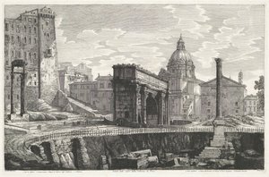 De Zuil van Phocas op het Forum Romanum door Luigi Rossini