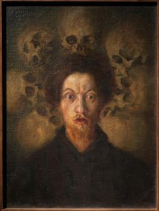 Zelfportret met schedels