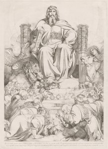 En zie, er was een troon geplaatst in de hemel... (God de Zoon in Majesteit op de Troon Omringd door de Vier Wezens en Aanbeden door de Vierentwintig Oudsten) door Luigi Sabatelli I