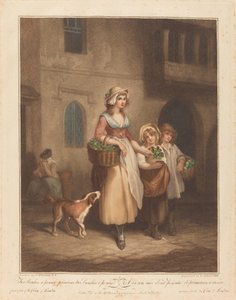 Twee bosjes een cent, sleutelbloemen door Luigi Schiavonetti after Francis Wheatley