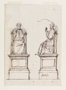 Ontwerp voor een marmeren troon voor het standbeeld van Sint Pieter, Sint Pieter, Rome door Luigi Vanvitelli