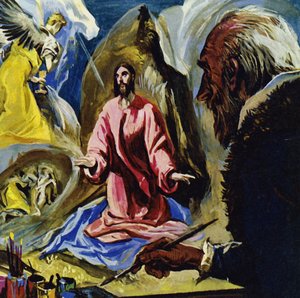 El Greco bleef religieuze onderwerpen schilderen tot zijn dood op 73-jarige leeftijd (kleurenlitho)