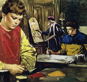 Jan en zijn broer Herbert Van Eyck gingen in de leer bij een plaatselijke schilder (kleurenlitho) door Luis Arcas Brauner