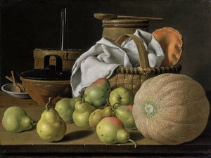 Stilleven met meloen en peren