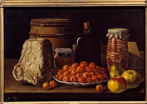 Kaas, fruit en recipiënt