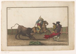 Picador steekt zijn lans in een stier