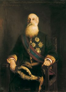 Portret van Alejandro Pidal y Mon (1846-1913) Spaans politicus lid van de Katholieke Unie groep. Schilderij door Luis Menendez Pidal (1861-1932)