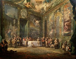 Karel III (1716-88) de Borbon, luncht voor zijn hof, ca. 1770 door Luis Paret y Alcazar