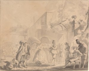 Dans op een dorpsplein door Luis Paret y Alcazar