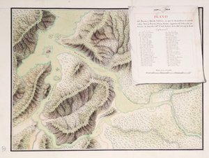 Kaart van de rivier Valdivia en omgeving, Chili door Luis de Surville