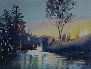 Rustige zonsondergang aan de rivier door Luisa Millicent