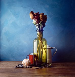Gedroogde bloemen en sinaasappel door Luiz Laercio