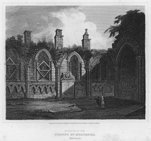 Interieur van de kapel van Holyrood, Edinburgh (gravure) door Luke (after) Clennell