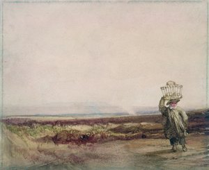 Een Jongen die een Mand op zijn Hoofd draagt, in een Heidelandschap