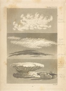 Soorten wolken zoals beschreven door de auteur: a,a, toont het karakter van de cirro-cumulus, evenals het uiterlijk in de verte, b,b, een lichte en donkere cirro-stratus; de eerste genomen net voor het begin van nat weer, de laatste in de schemering door Luke Howard