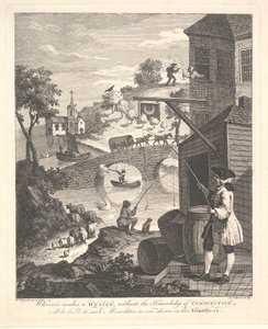 Satire op Valse Perspectief: Frontispice voor Kirbys Perspectief, februari 1754 door Luke Sullivan