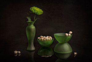 Groene bloesem en glas door Lydia Jacobs