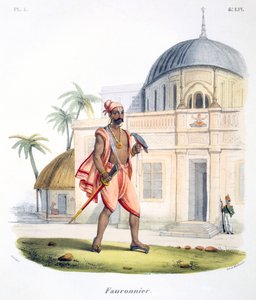 Een Valkenier met zijn Vogel, 1827-35 door M.E. Burnouf