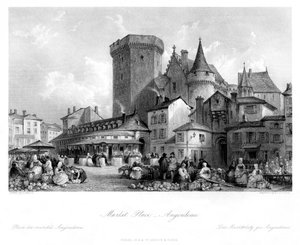 Marktplaats, Angoulême, Frankrijk, 19e eeuw door M. J. Starling