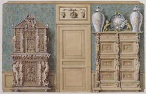 Meubilair in de eetkamer aan de rue Fortunee, huis gekocht door Balzac in 1847