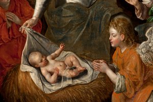 Aanbidding der Wijzen, drieluik, middenpaneel (detail)