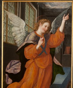 Aanbidding der Wijzen, drieluik, linker paneel, achterkant, detail
