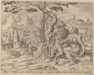 Juda geeft Tamar de belofte, c.1566 door Maarten van Heemskerck