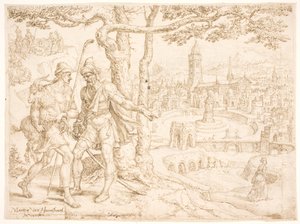 Juda stuurt Tamar het Bokje door Hira, de Adullamiet door Maarten van Heemskerck