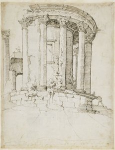 Ronde tempel in Tivoli door Maarten van Heemskerck