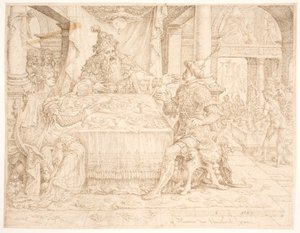 De val van Haman door Maarten van Heemskerck