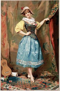 Het kostuum (Een vrouw met een gitaar), 19e eeuw door Madeleine Lemaire
