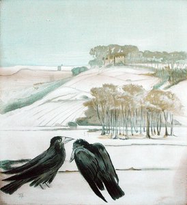Kraaien in een landschap