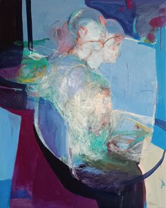 In Stillness We Unfold: Becoming, 2025 (acryl en pastel op doek) door Madgalena Morey