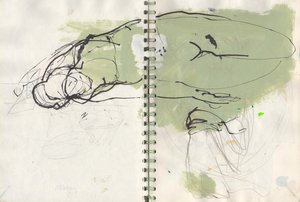 Schetsboek 19, 2024 (temperaverf, inkt, potlood op papier)
