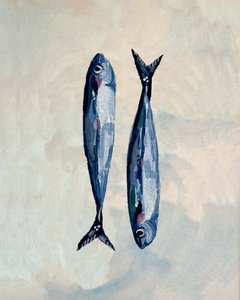 Sardientjes in blauw door Madison Phipps