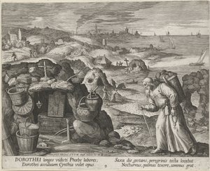 Sint Dorotheus van Gaza als kluizenaar door Maerten Vos de