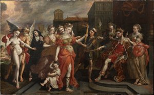 De laster van Apelles door Maerten Vos de