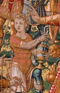Verhaal van Gideon. De Israëlieten geven hun deel van de buit aan Gideon door Maerten van Heemskerck