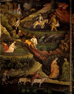 Werk op het veld, detail uit Maand Oktober, Cyclus van Maanden