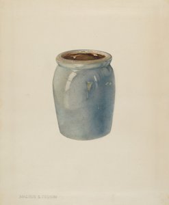 Aardewerk jam pot, ca. 1938 door Magnus S. Fossum