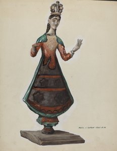 Grote Geschilderde Houten Heilige-Maagd Maria, ca. 1937