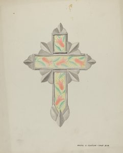Blik- en behangpapierkruis, ca. 1937