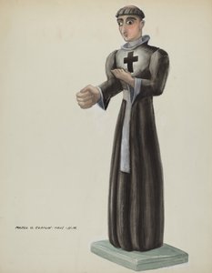 Houten Santo - Monnik met kruis op borst, 1935-1942