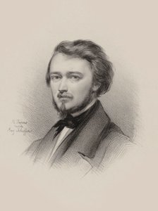 Portret van de violist en componist Hubert Léonard 1819-1890, 1850 door Maksymilian Fajans