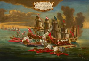 Verovering van een Turks Schip door Galeien en Schepen van de Orde onder het Bevel van Fleurigny, bij Tripoli