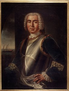 Portret van de Ridder Pierre Andre de Suffren van Saint Tropez (Saint-Trophez), baljuw van Suffren (1729-1788) - Maltese kunst - 18e eeuw, 99 x 76 cm door Maltese School