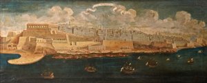 Uitzicht op de stad Malta vanuit het oosten