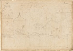 Indrajit brengt offers: Folio uit de serie Belegering van Lanka, ca. 1725 door Manaku