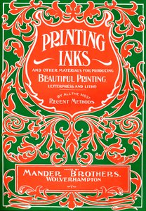 Drukinkten en andere materialen voor het produceren van mooie drukwerk - advertentie, 1916 door Mander Brothers